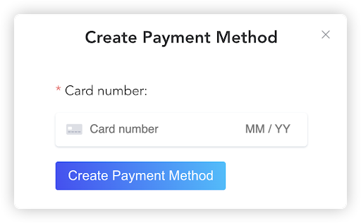 screenshot of created payment method