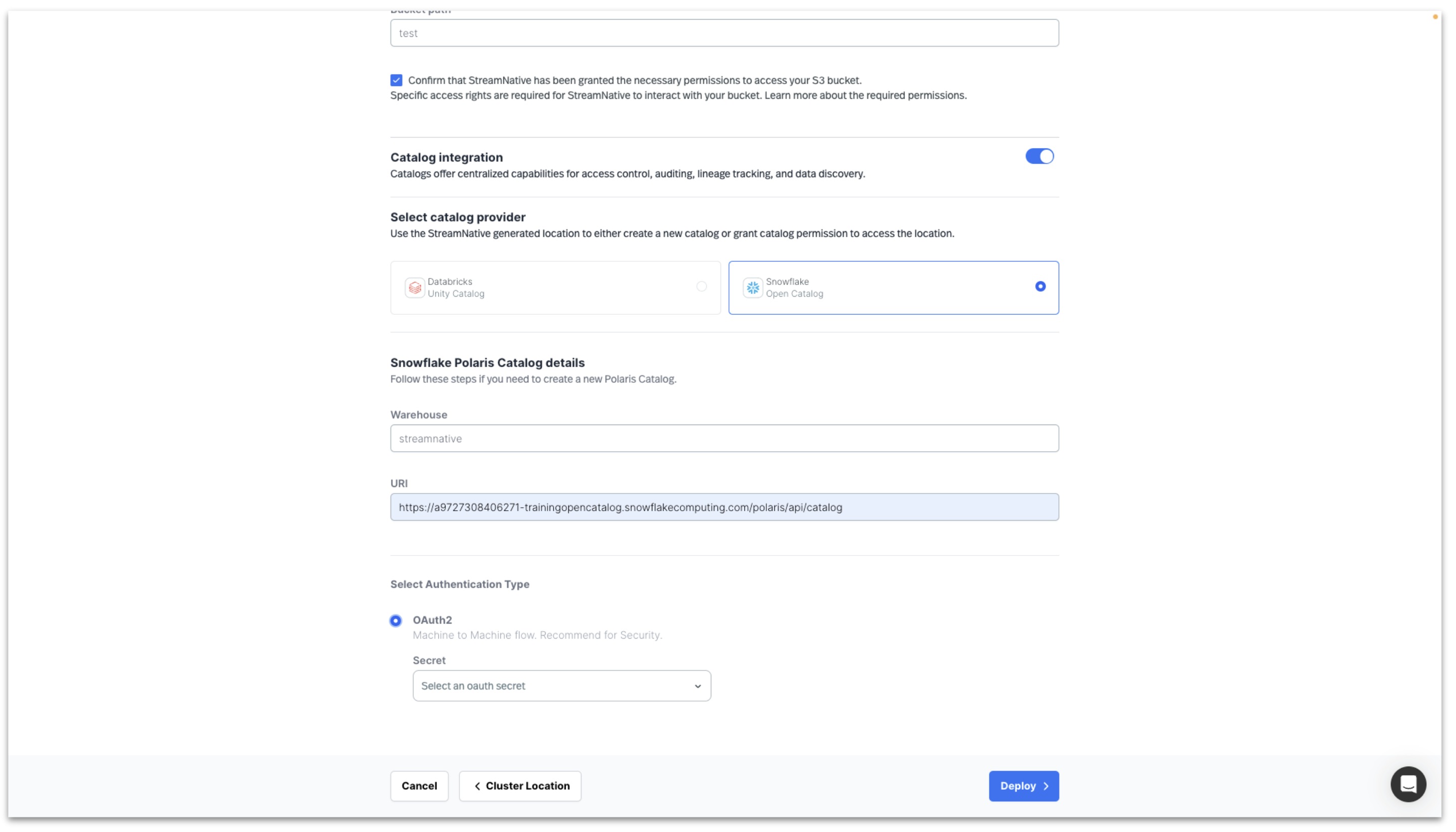 Enable Snowflake Open Catalog