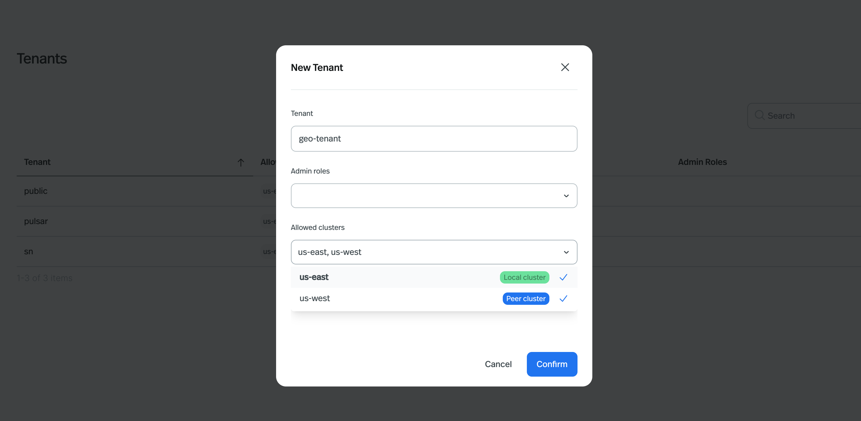 Tenant replication page