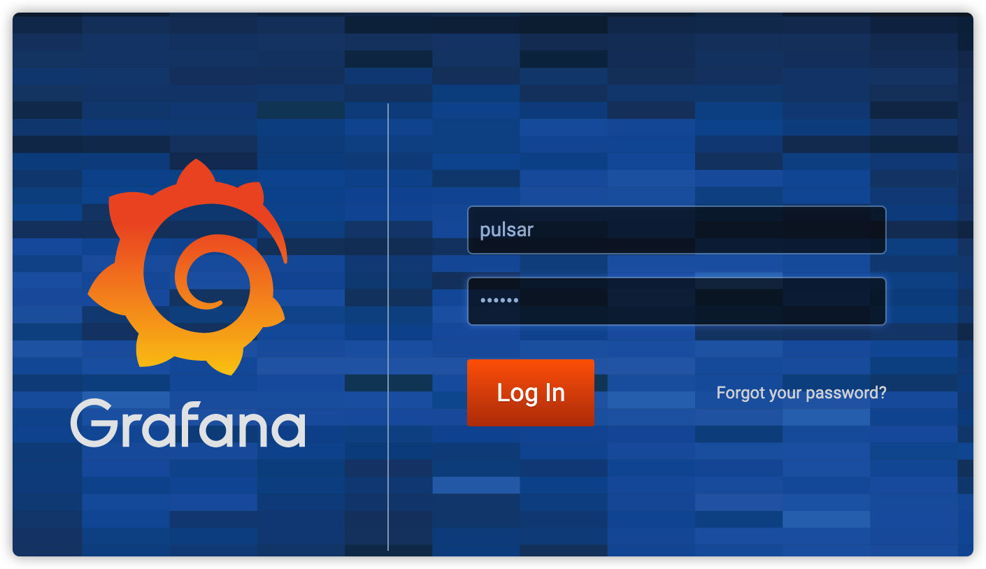 screenshot of Grafana login window