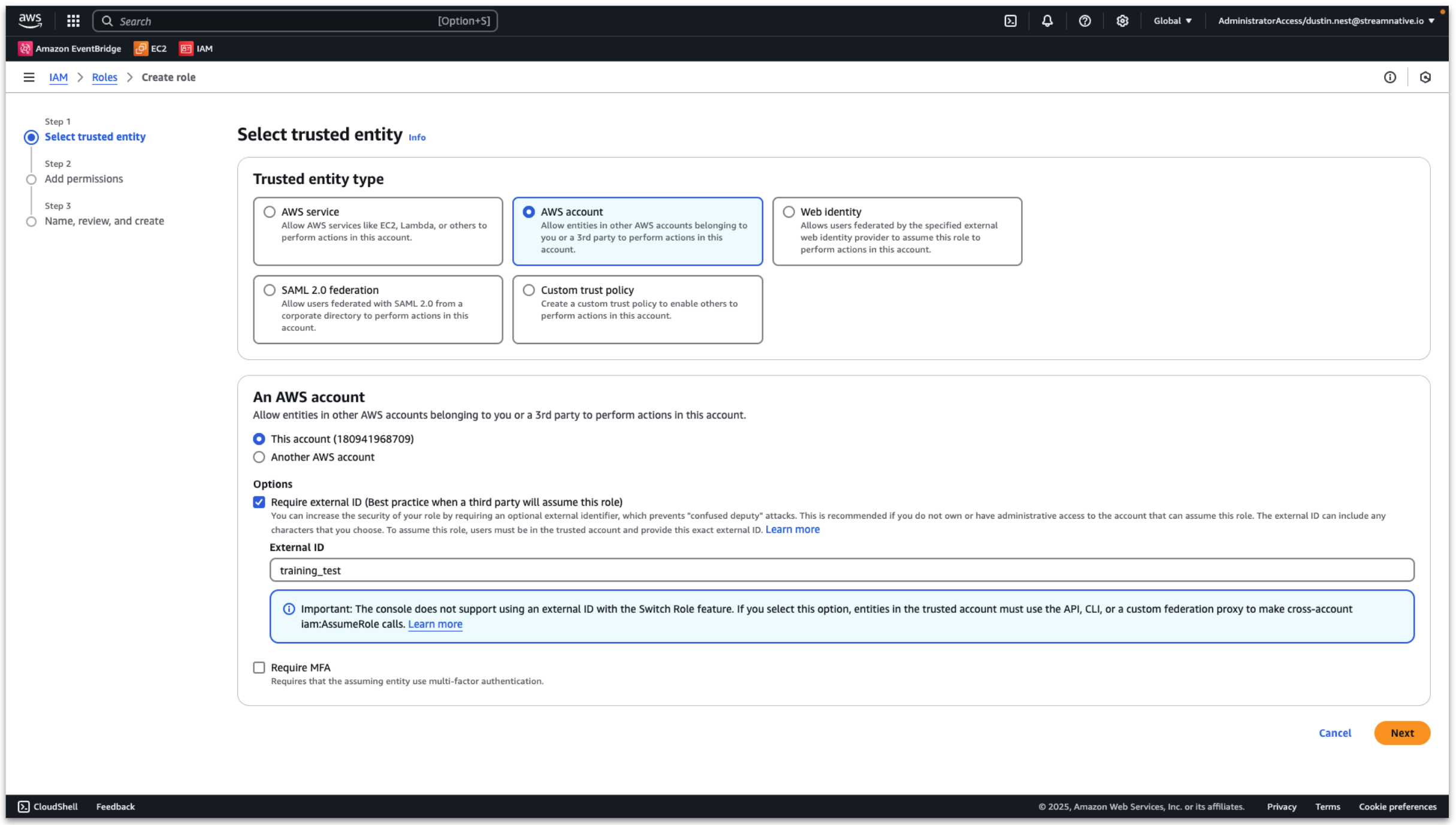 Set AWS External Id