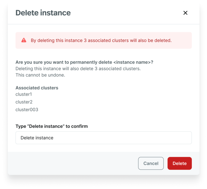streamlined instance deletion