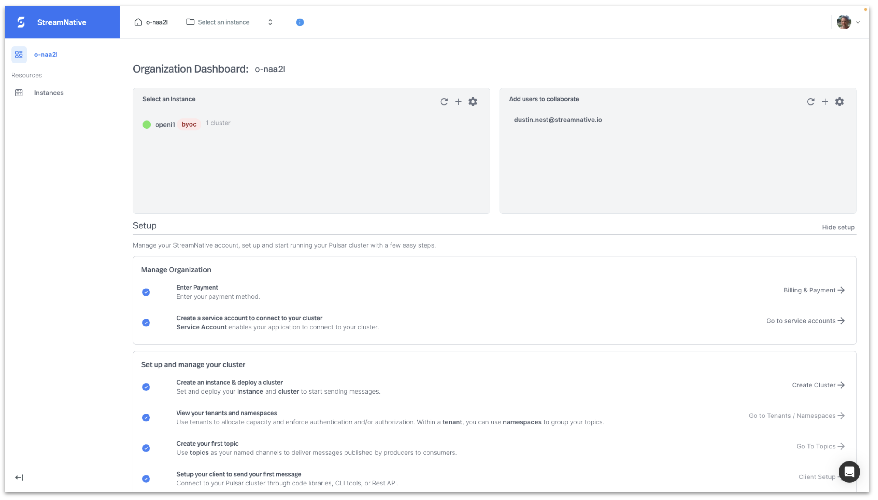 View Organization Dashboard